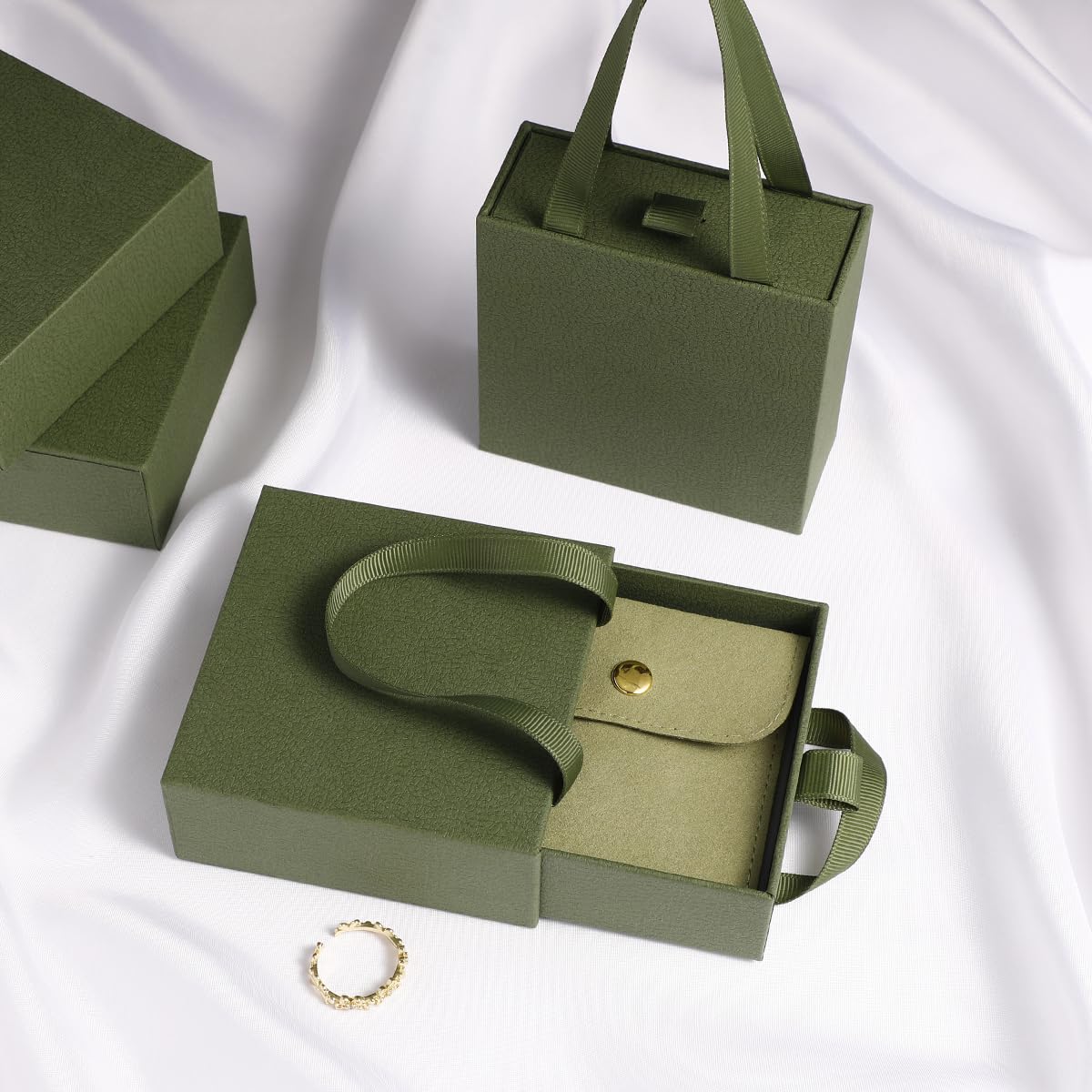 40 pcs paper boxes 9 x 9 x 3.5 cm, green luxury gift storage, jewelry gift storage box for earrings necklaces bracelets rings