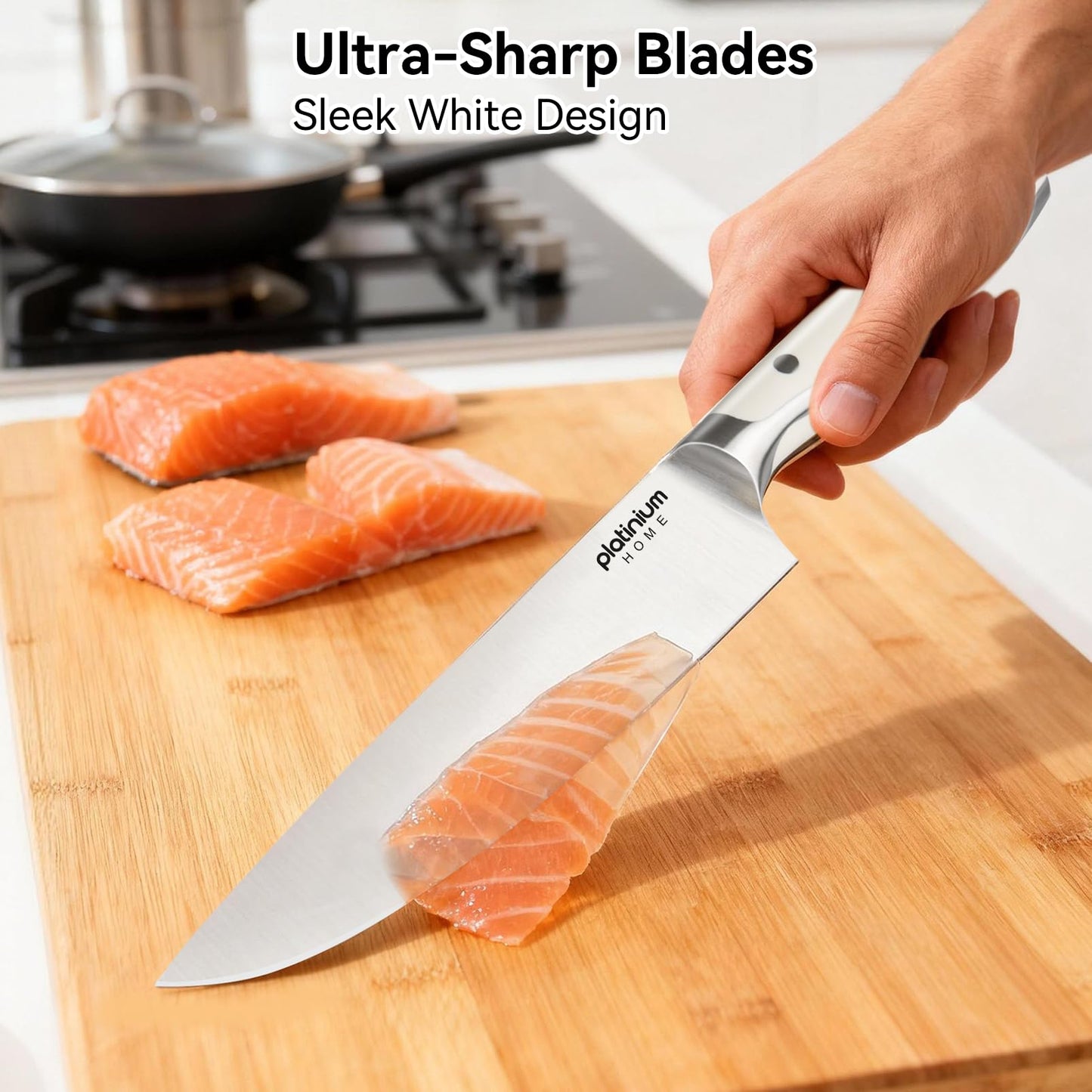 Kitchen Knife Set of 5,Professional Chef knife High Carbon Stainless Steel White Chefs Knives for Home Cooking, Includes Chef, Santoku, Boning, Utility, Peeling Knives with Gift Box