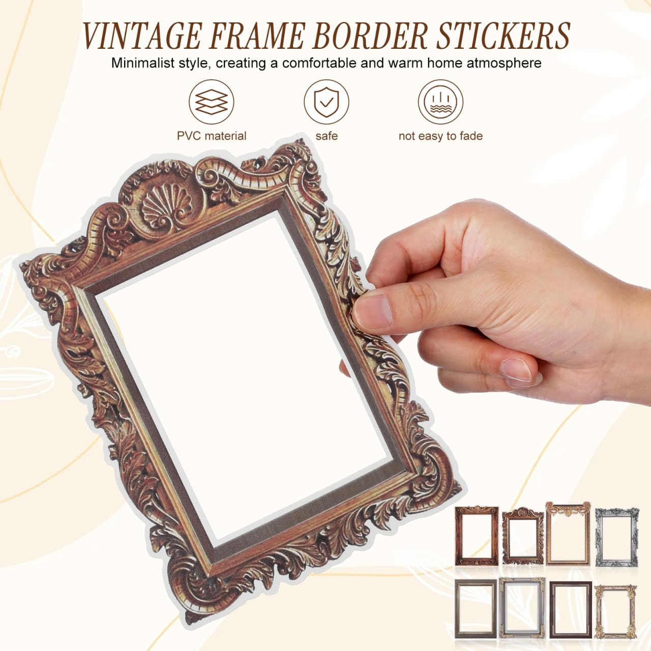 PRETYZOOM Retro Photo Frame Wall Stickers 8Pcs Removable Decorative Decals for Living Room Bedroom Diy Scrapbooking and Home Wall Decoration 8.07X5.90 Inch