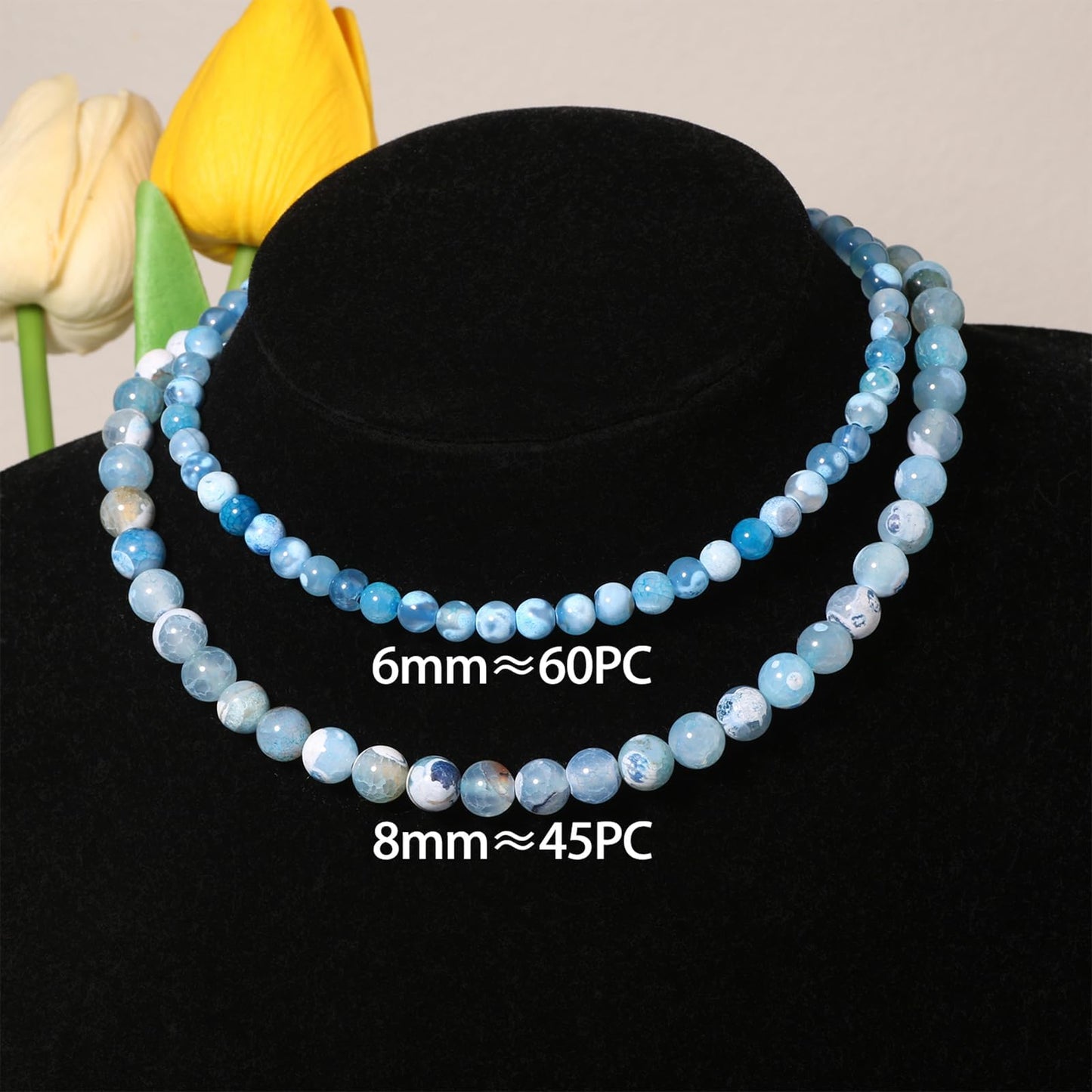 6mm Blue Fire Dragon Pattern Natural Stone Beads Round Loose Beads for Jewelry Making Yochus DIY Beads Bracelet Necklace