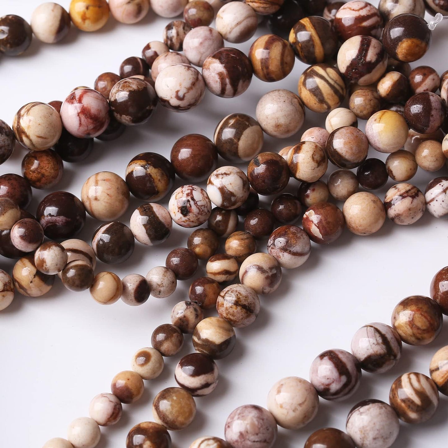 90PCS 4MM Brown Zebra Natural Gemstone Round Stone Beads for Jewelry Making DIY Energy Stone Healing Power Bracelet 15"