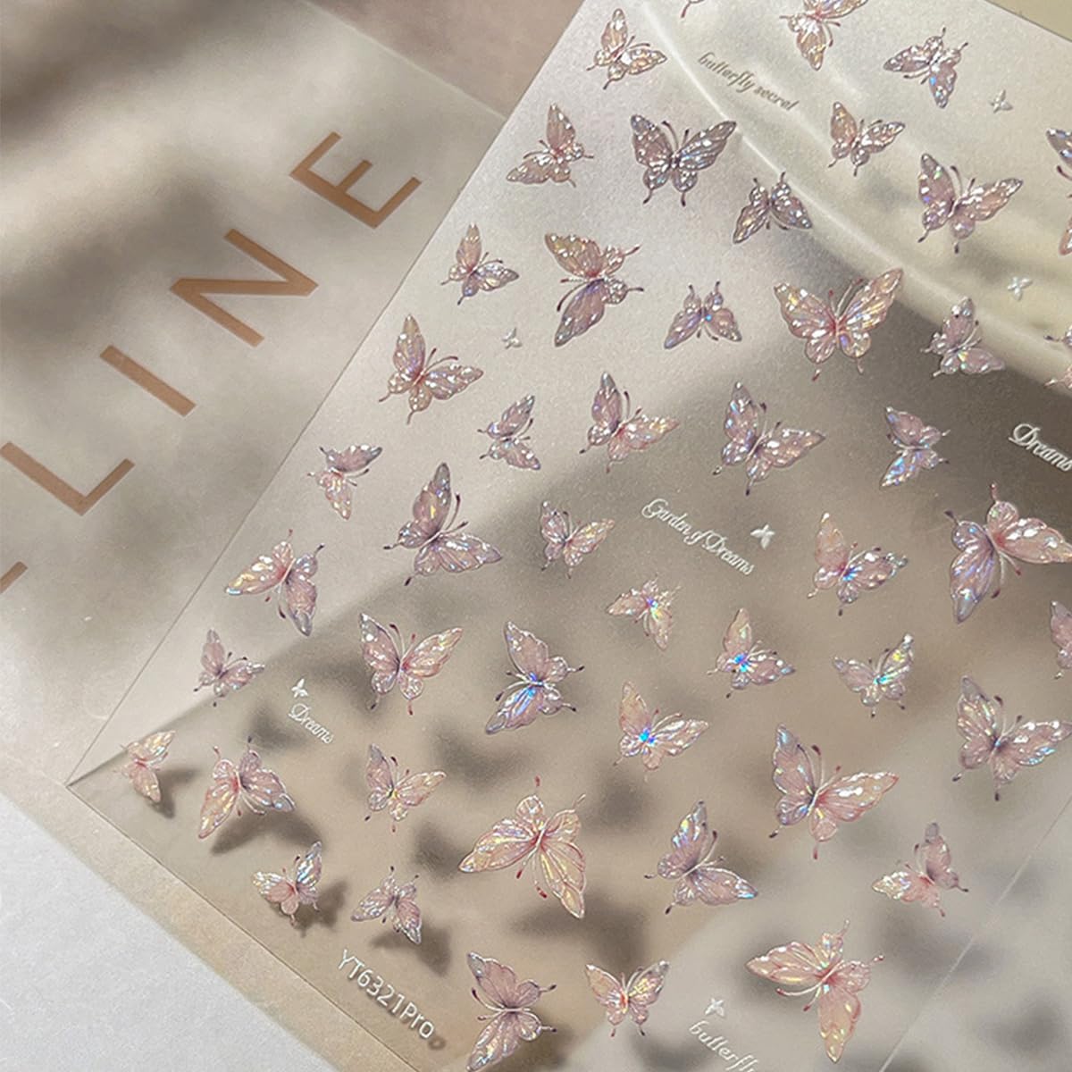 1Pcs Pink Butterfly Nail Art Stickers Decals Shiny Laser Butterfly Nail Stickers 3D Self-Adhesive Shell Light Design Butterflies Nail Decals for Women Spring DIY Manicure Decor