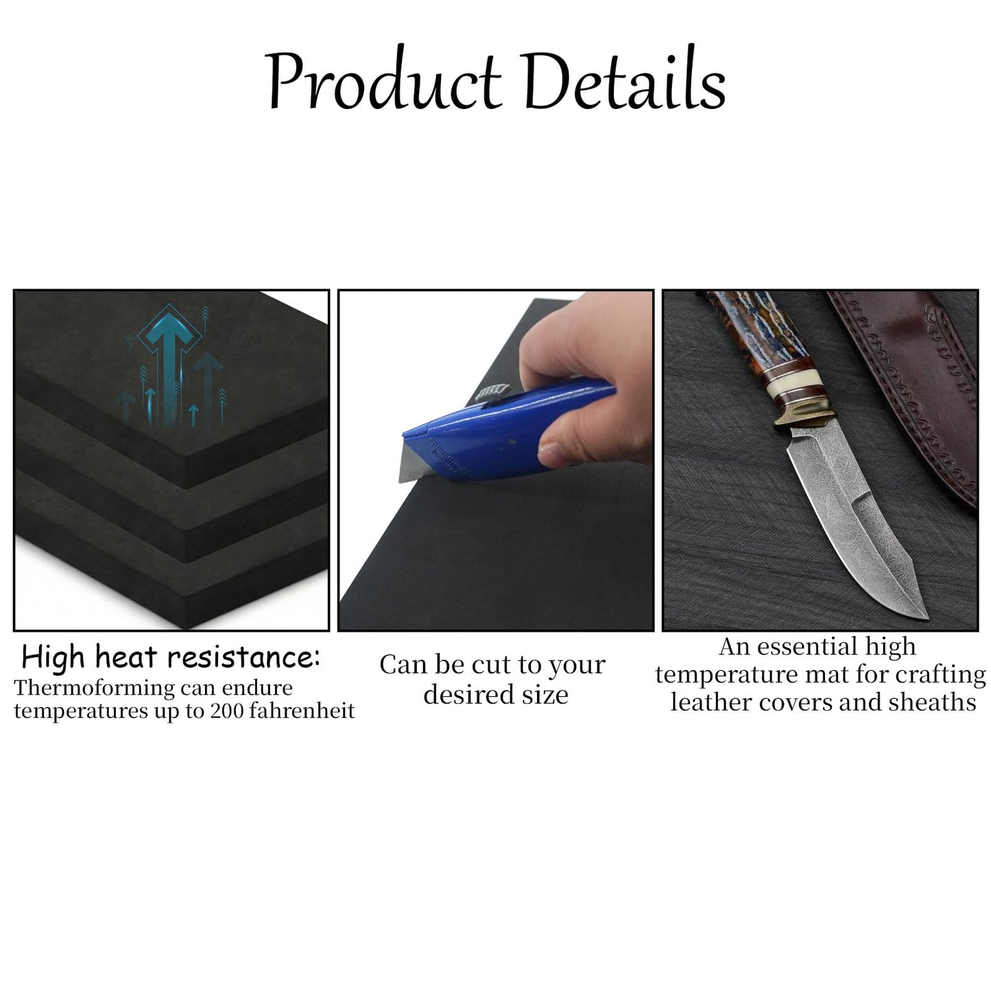 ENIPEDITA 3 Pcs Thermoform Molding Foam Sheet, Black Press Thermoform Sheet for Making DIY Crafts Sheath and Holster Board Molding Sheath(12 x 8 x 1 Inch)