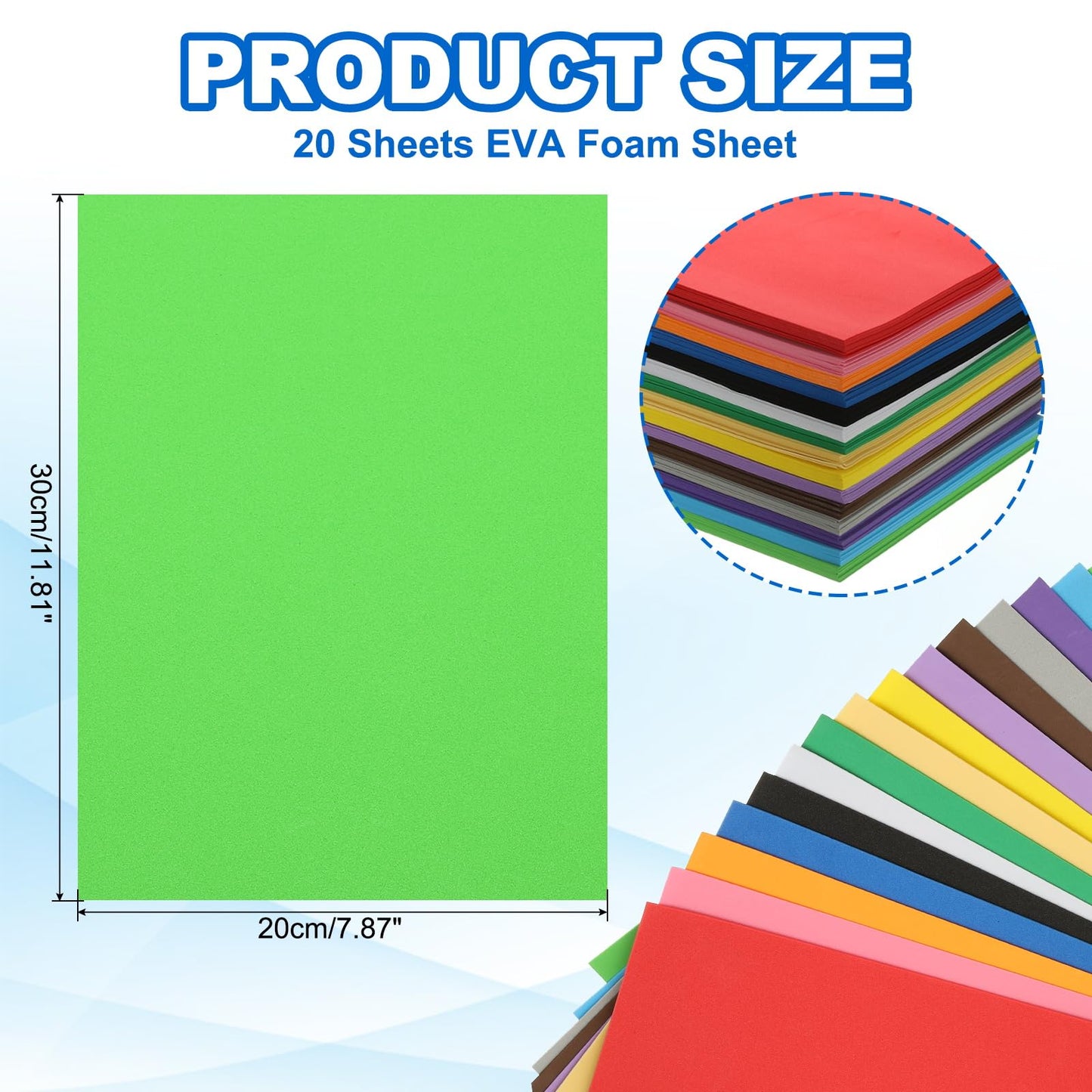 PATIKIL 20 Pcs Light Green EVA Foam Sheets, 11.8 x 7.87 Inches 1mm Thick Foam Sheets for Crafts Flexible DIY Handcraft Scrapbooking Art Supplies