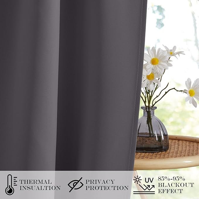NICETOWN Blackout Side Door Curtains, Front Door Curtains for Small Window, Privacy Shades for Sidelight, Thermal Insulated Window Covering, Grey, 1 Panel, W12 X L40 Inches Long
