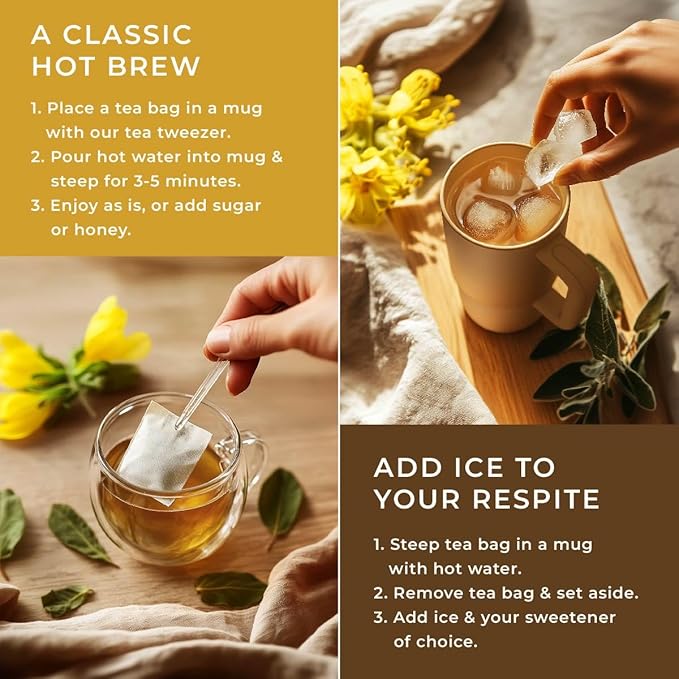 Gya Tea Co Mullein Leaf Herbal Tea Bags (50 Bags) - Caffeine Free with a Tangy Flavor for All Day Comfort, Calming, Relaxing & Nourishing - Fruit & Herbal Blends