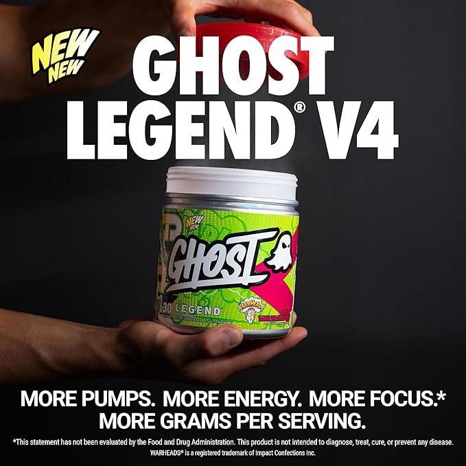GHOST Legend Pre-Workout Powder, Warheads Sour Watermelon - 30 Servings – Pre-Workout for Men & Women with Choline, L-Citrulline, & Beta Alanine for Energy & Focus