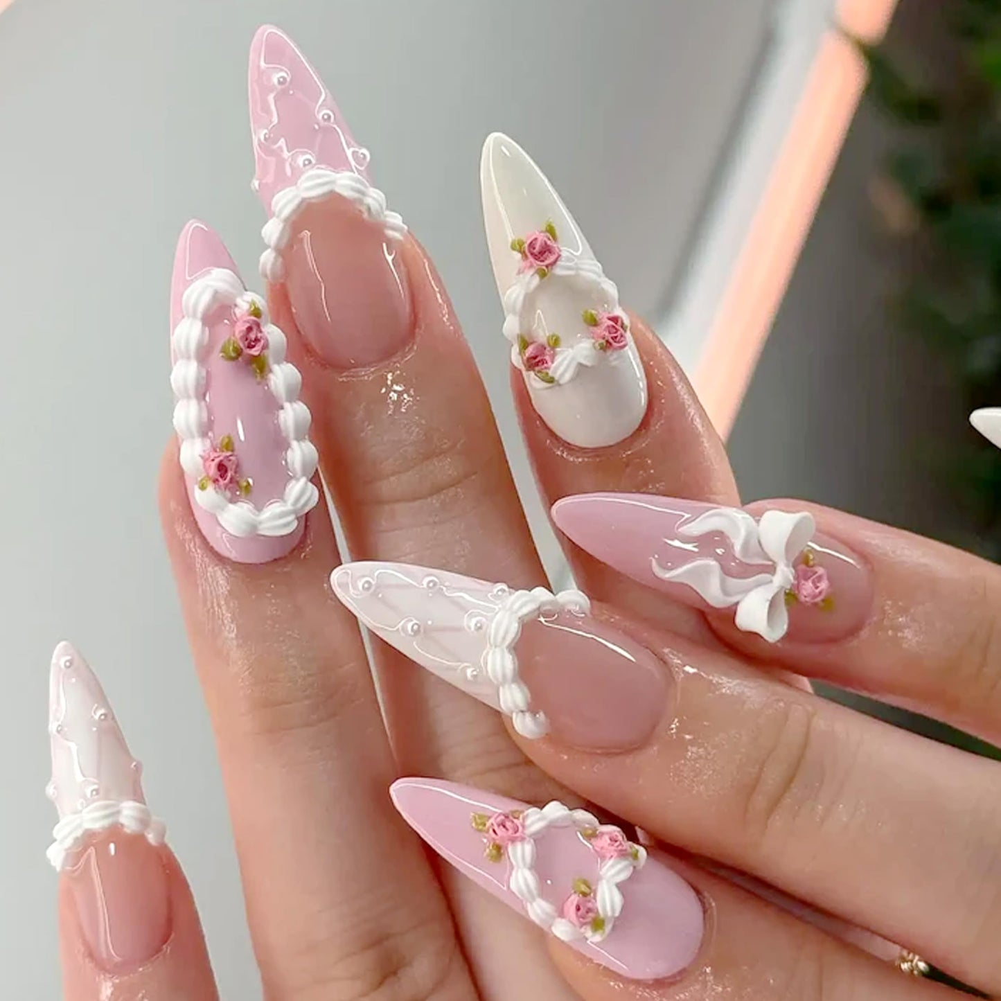 3D Nail Art Silicone Mold with 6 Embossed Designs – DIY Gel Carving Mold for Manicure, Ruffles, Chains & Bows – Nail Decoration Craft Mould for Women and Professionals