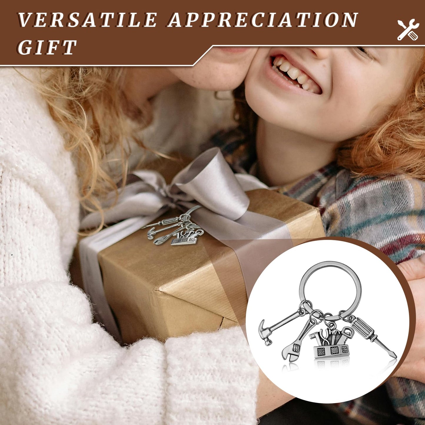 MEDIHOOL 20PCS Tools Keychains, Toolbox Pendant Keychain with Wrench Hammer Screwdriver Charm Gift for Dad & Handymen DIY Enthusiasts
