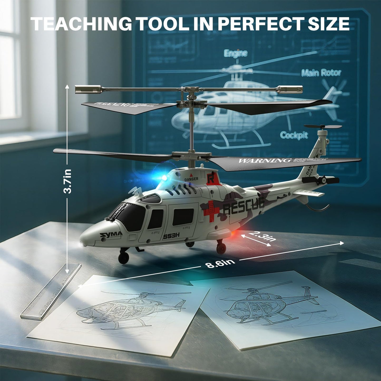 SYMA Remote Control Helicopter, S53H Rescue RC Helicopter with Upgraded Protection System, Lifelike Simulation, Easy to Fly, Educational Toy & Gift for Boys Girls Beginners