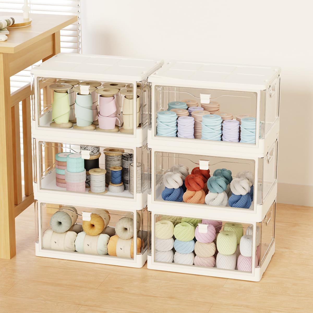 Vaela Stackable Plastic Storage Bins with Lids,24QT Foldable Closet Organizers and Storage,3-Pack Storage Organizer, for Bedrooms, Living Rooms, Study