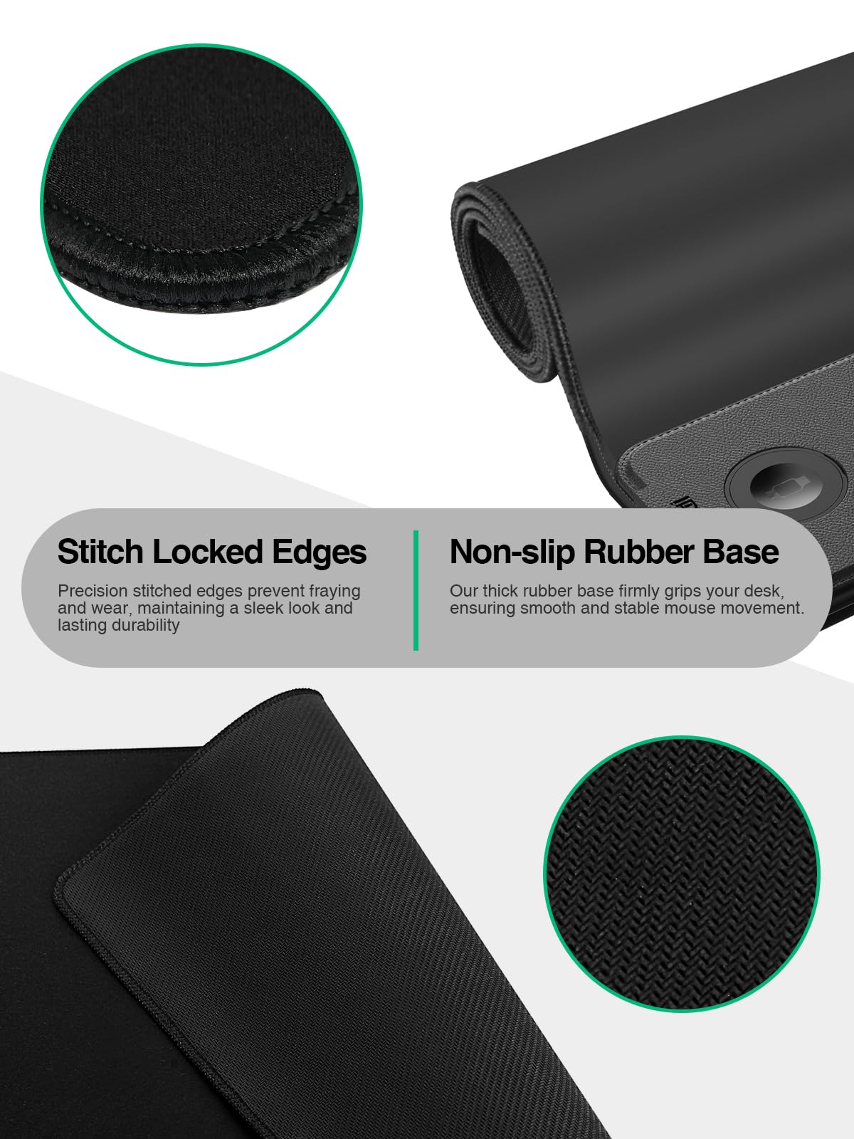 Mouse Pad with Magnetic Wireless Charging, Large Desk Mat, Non-Slip Mouse Mat, Keyboard Pad for Gaming, Desk, Office, PC (The Left Charging-Black with 20W PD Charger)