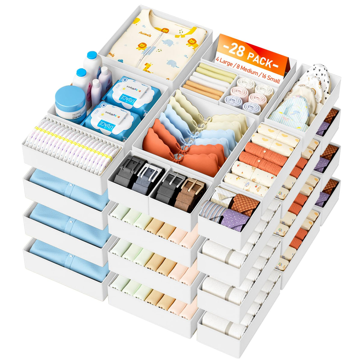 Drawer Organizer Clothes Storage (28 Count)