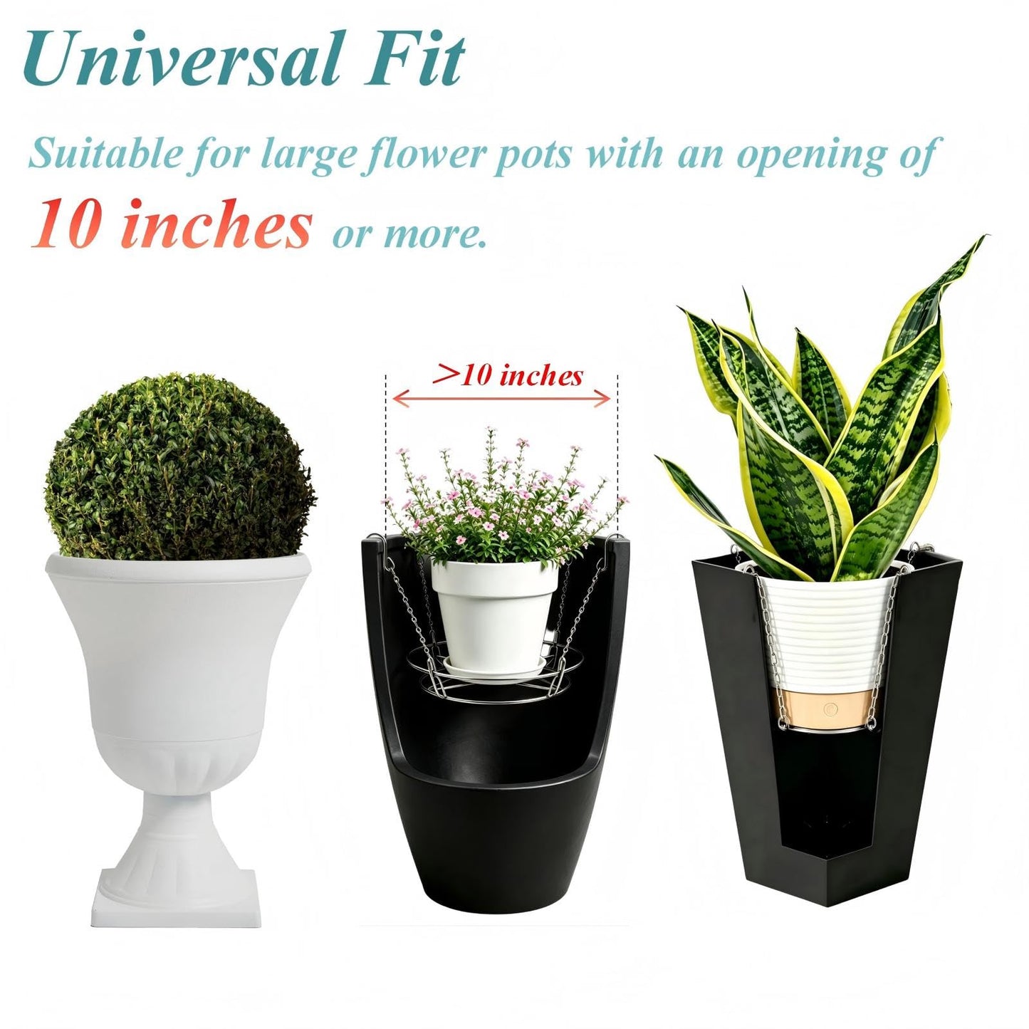 Shrandi 2026 2PCS Adjustable Planter Insert for Large Pots, 10–18” Pot Riser with Chains & Hooks, No Soil Pot Filler for Tall Planters, Stainless Steel Plant Stand for Indoor Outdoor Decor