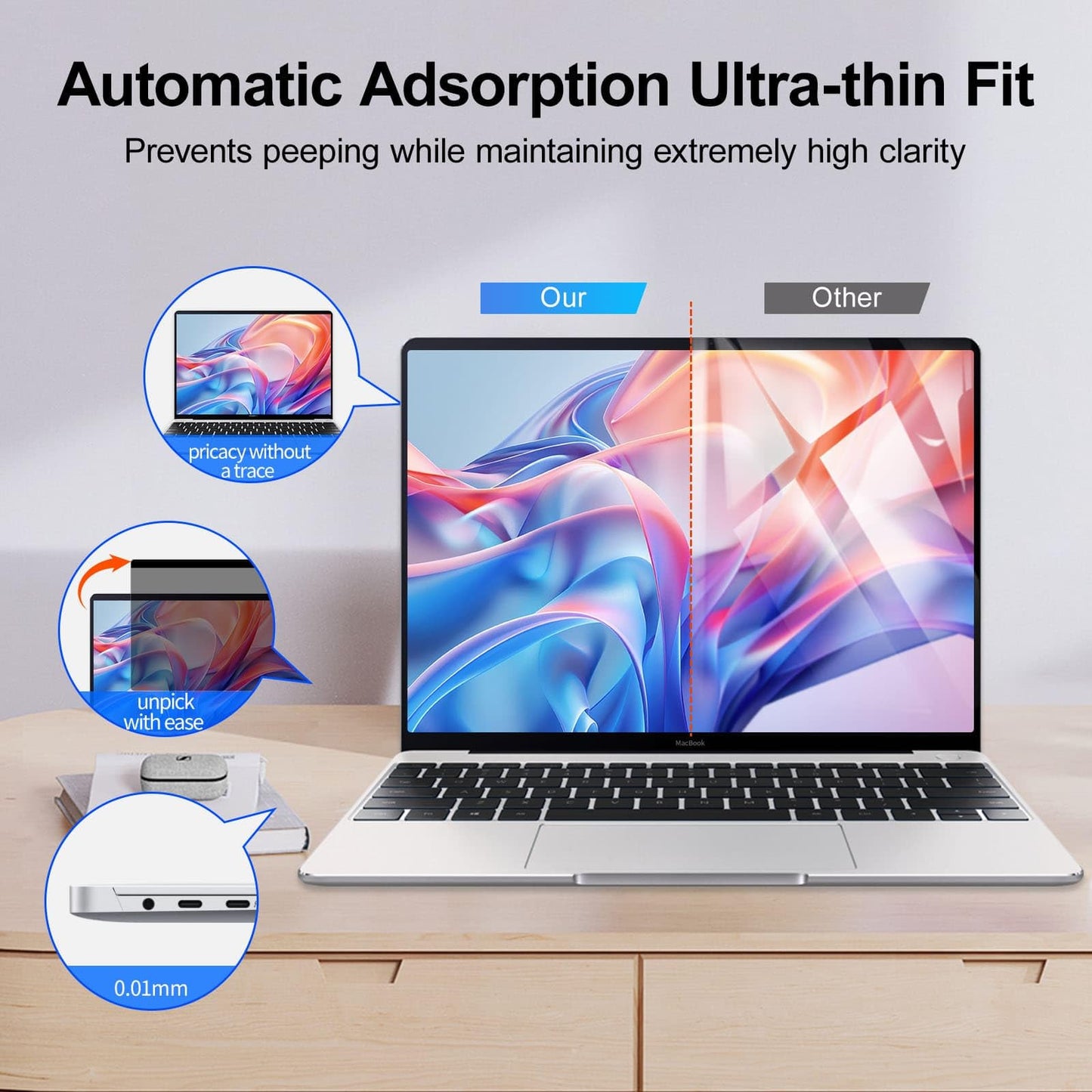 2Pack Magnetic 15.6 Inch Laptop Privacy Screen 16:9 Aspect Ratio, Removable Anti-Blue/Glare Protector Film, Anti Spy Desktop Security Private Filter 15.6in