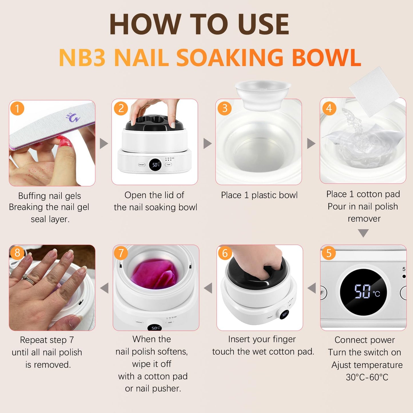 Electric Nail Soaking Bowl, Adjustable Temperature Heated Soak off Bowls Nail Polish Remover Warmer Machine Acrylic Nails Soak Bowl, Professional Finger Manicure Soaking Bowls for Home Salon