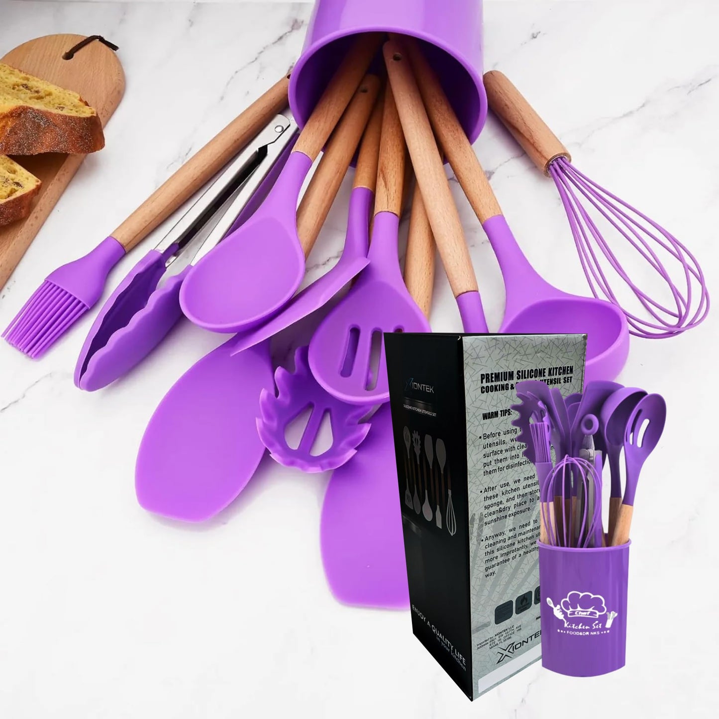 Silicone Kitchen Cooking Utensils Set, 12Pcs, Creative Baking Silicone Shovel Piece Non-Stick Frying Cooking