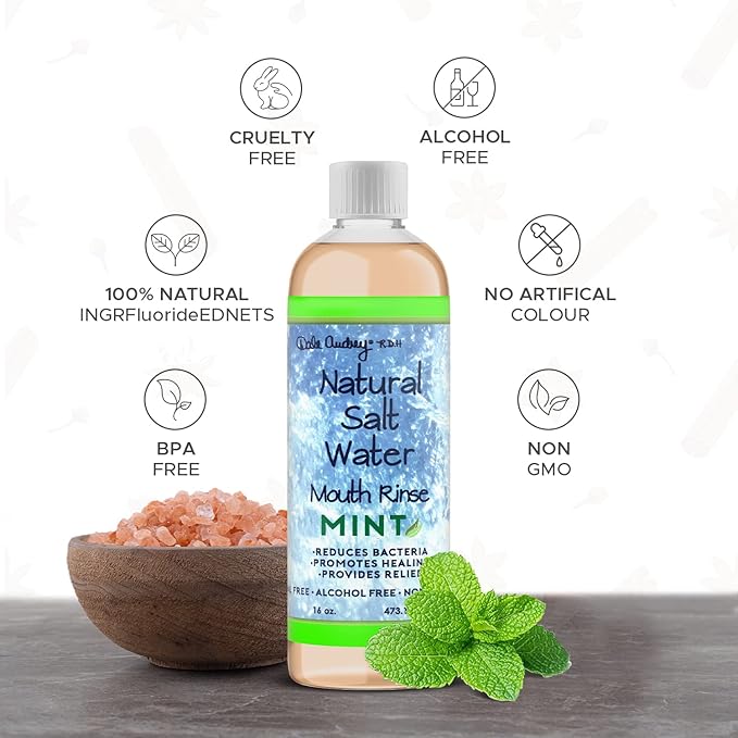 Oil Pulling Rinse & Salt Water Oral Mouth Rinse | Organic Mint Sesame Oil | Organic Mouthwash for Teeth Care & Healthy Gums | Teeth Whitening & Gum Care Mouthwash, Vegan Cruelty Free Bundle Pack