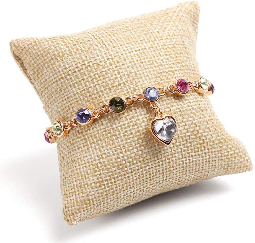 Colorsheng 10-pieces Small Linen Bracelet Watch Pillow Jewelry Displays
