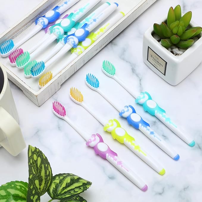 Bokon 300 Pcs Toothbrush for Kids Individually Wrapped Children Soft Disposable Manual Toothbrush Bulk Panda Travel with Bristle Rubber Handle for School Daycare Oral Hygiene