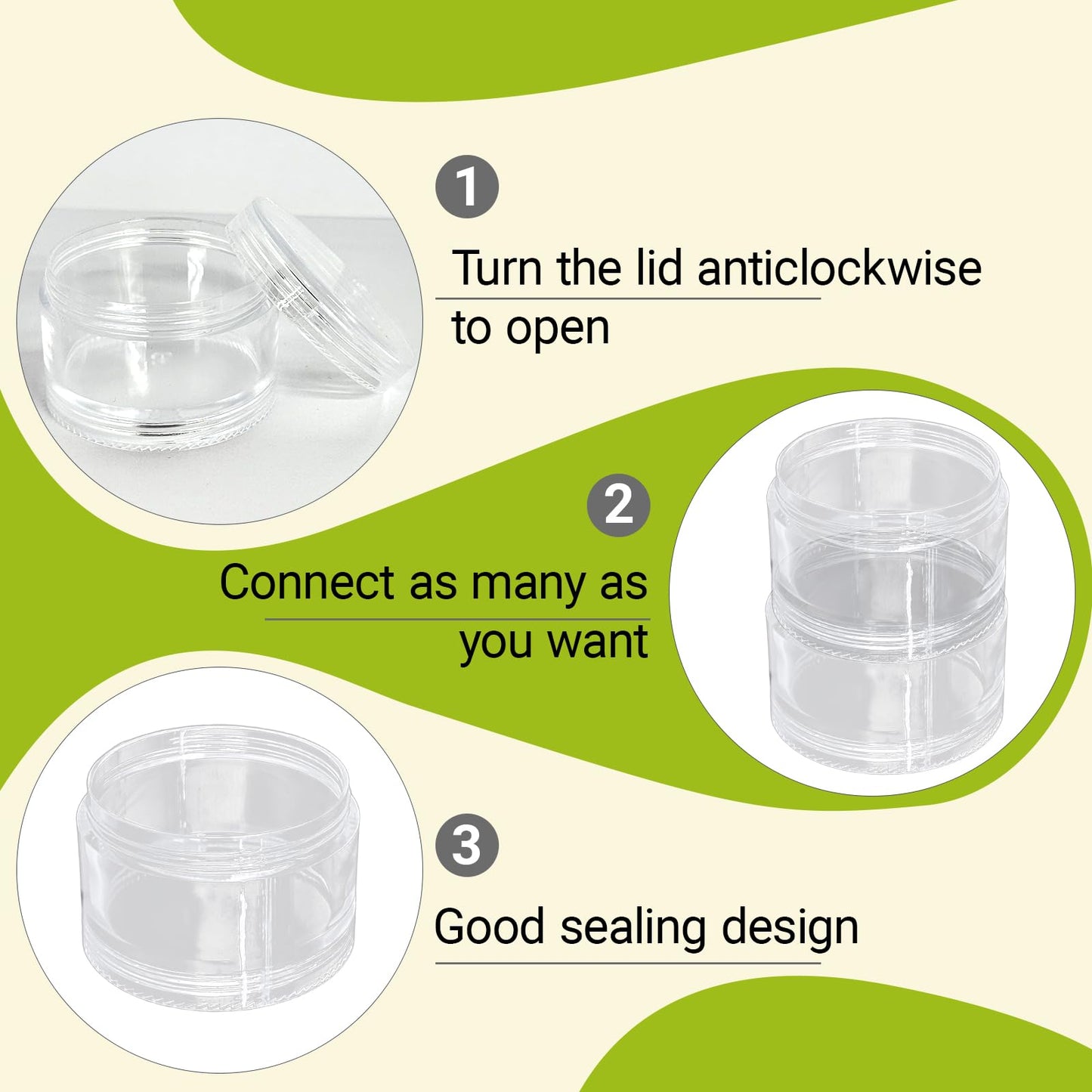 Luomorgo 4 Sets Stackable Clear Plastic Containers with Screw Lids - 30ML 5-Layer Organizer for Cosmetics, Jewelry Beads, Nail Art & Craft Storage