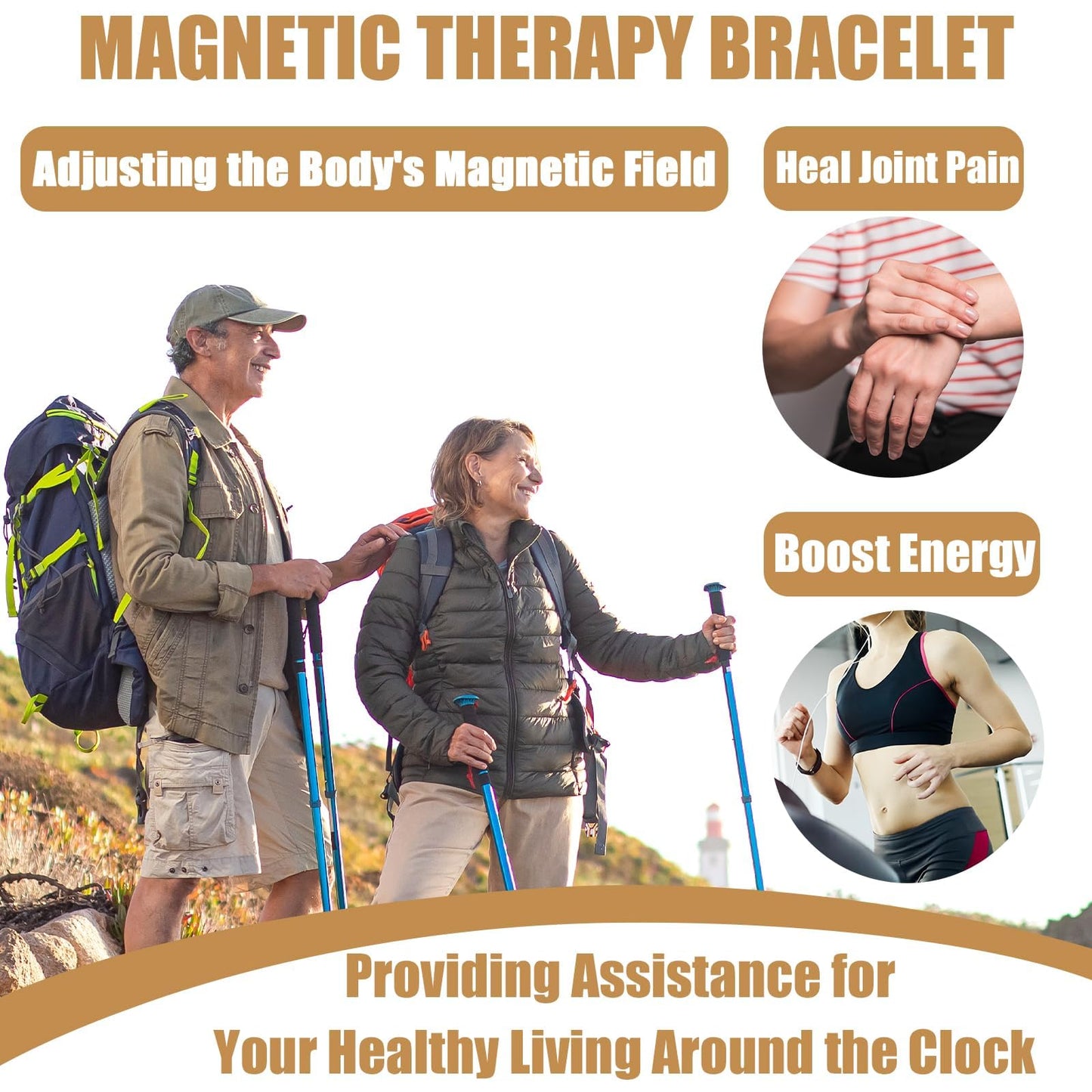 EnerCoppeX Copper Magnetic Bracelet for Women - Crystal Detox Jewelry with 3500 Gauss Magnet (B)