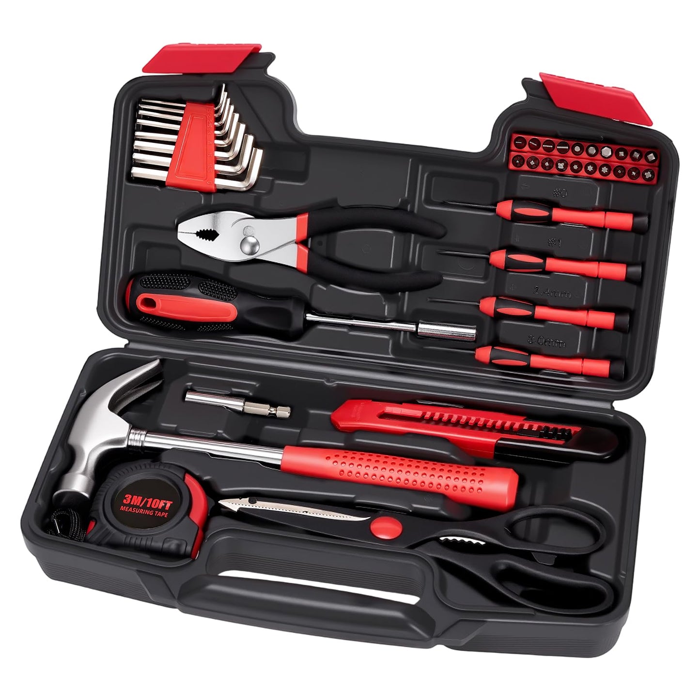WGGE 39-Piece Home Tool Set– Durable Household Hand Tool Kit with Hammer, Screwdrivers, Pliers, Wrench, Hex Keys & More – Compact Storage Case for Home Repairs, DIY & Maintenance