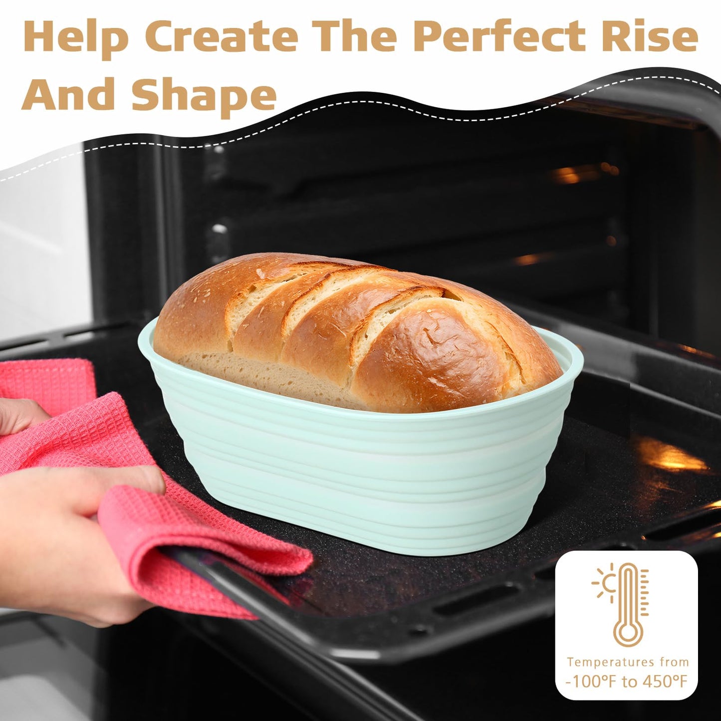 Honeydak 4 Pcs Silicone Bread Proofing Baskets Oval Banneton Basket 10" Collapsible Sourdough Bread Baking Supplies Non-stick Dough Proofing Bowls Container Oven Safe for Breads Making (Vibrant Color)
