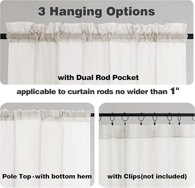 Chyhomenyc Ivory Sheer Curtains 68 Inch Length, Light Filtering Solid Color Bedroom Window Sheer Curtain Panels, Elegant Curtains & Drapes for Living Room, 42Wx68L, 2 Panels