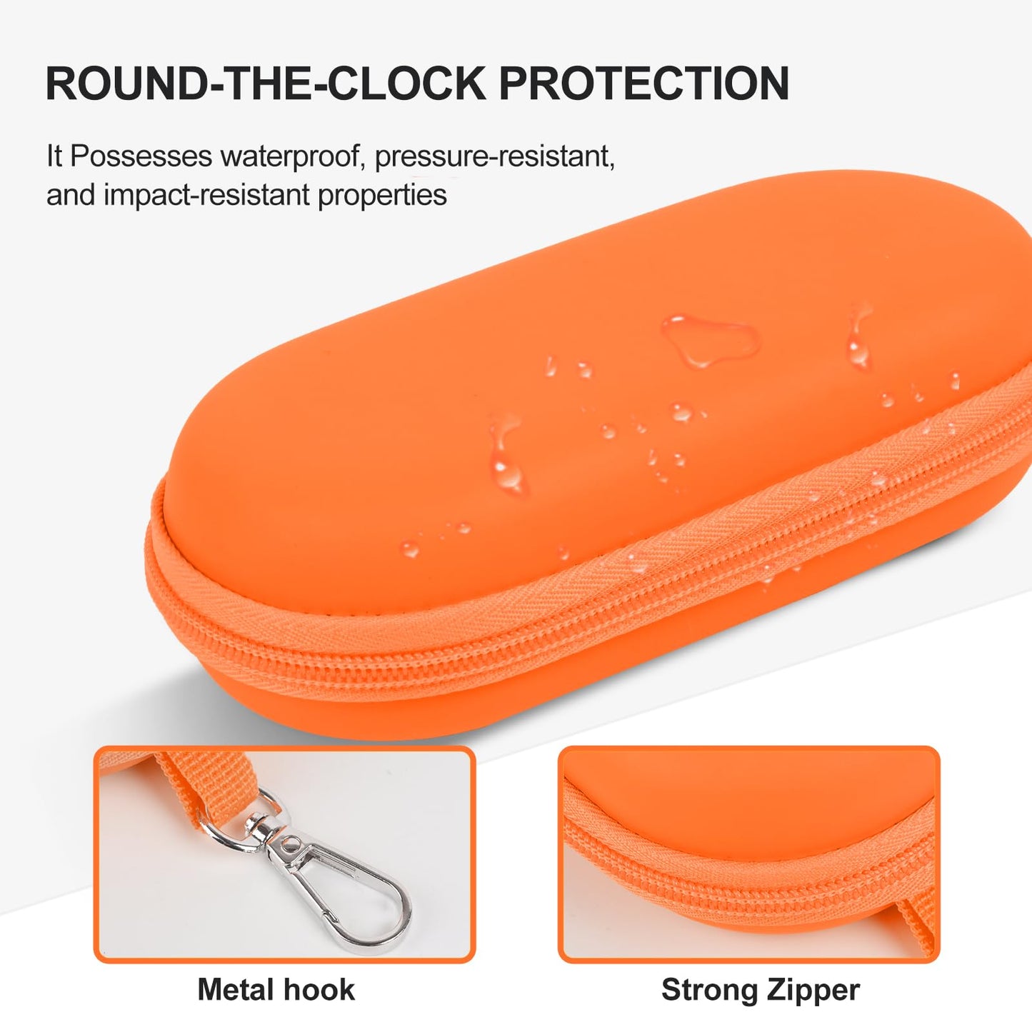 popolov Double Glasses Case,Dual Eyeglasses & Sunglasses Organizer with Clip Zipper Closure for Travel 2 Pairs Storage Box Orange