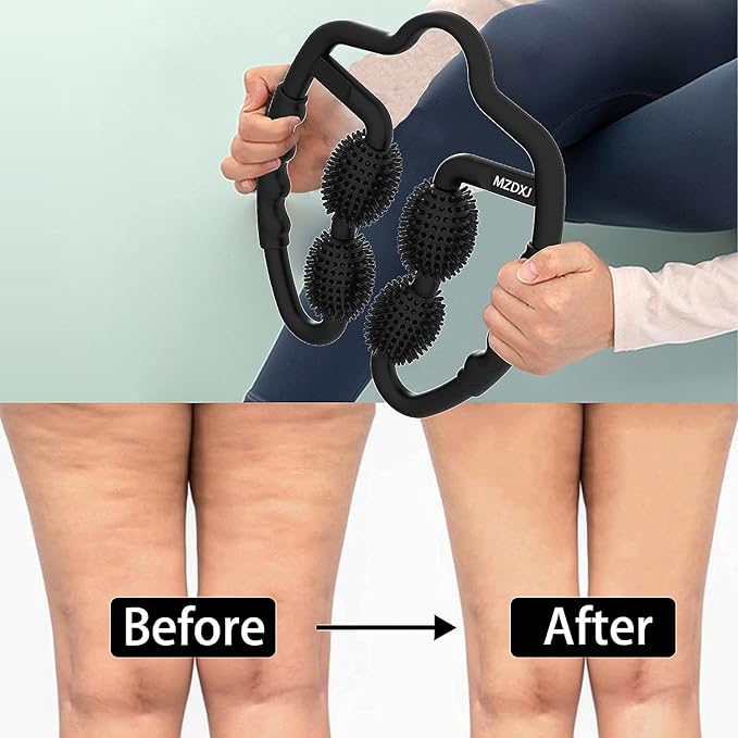 Upgraded Six-Wheel Muscle Roller - Arm & Leg Massager, Forearm & Calf Roller, Tennis Elbow Brace for Men, Carpal Tunnel & Tendonitis Relief, Perfect for Wrist, Hand, Foot, & Thigh