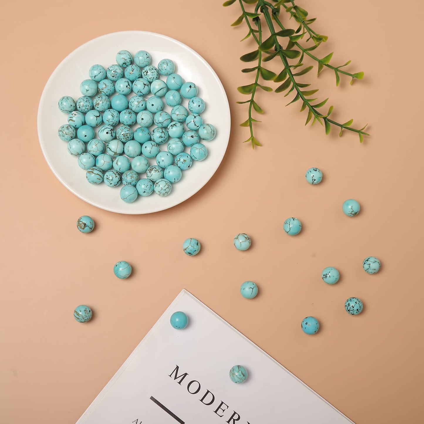 45pcs 8mm Natural Turquoise Gemstone Beads Energy Healing Crystal Round Loose Stone Beads for Jewelry Making, DIY Bracelets Necklaces