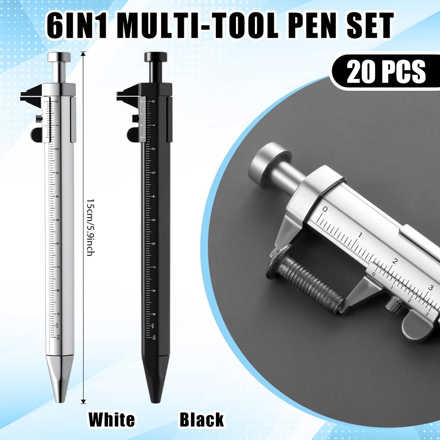 AmazingSpark 40 Pcs for Men Employee Appreciation Gifts 6 in 1 Multi Tool Pens with Level Gauge Stylus Vernier Caliper Multi Tool Pens for Dad Husband Coworker Birthday(Vivid Color)