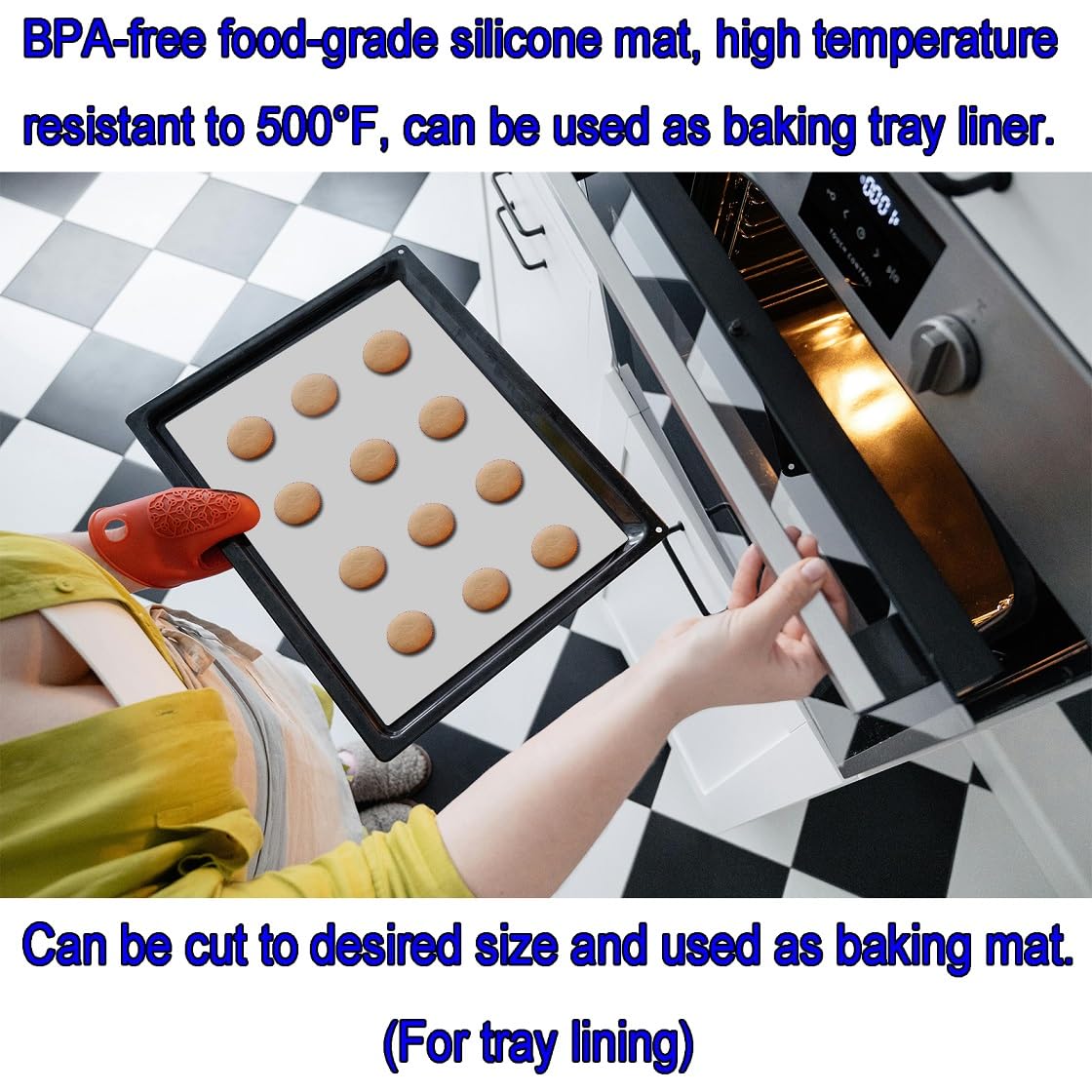 Miidqua Silicone Mat - Non-Stick, Reusable & Heat Resistant Up to 500°F, Fits Resin Crafts, Dishwasher Safe for Baking, Cookies, Pastry (36” x 24”Black)