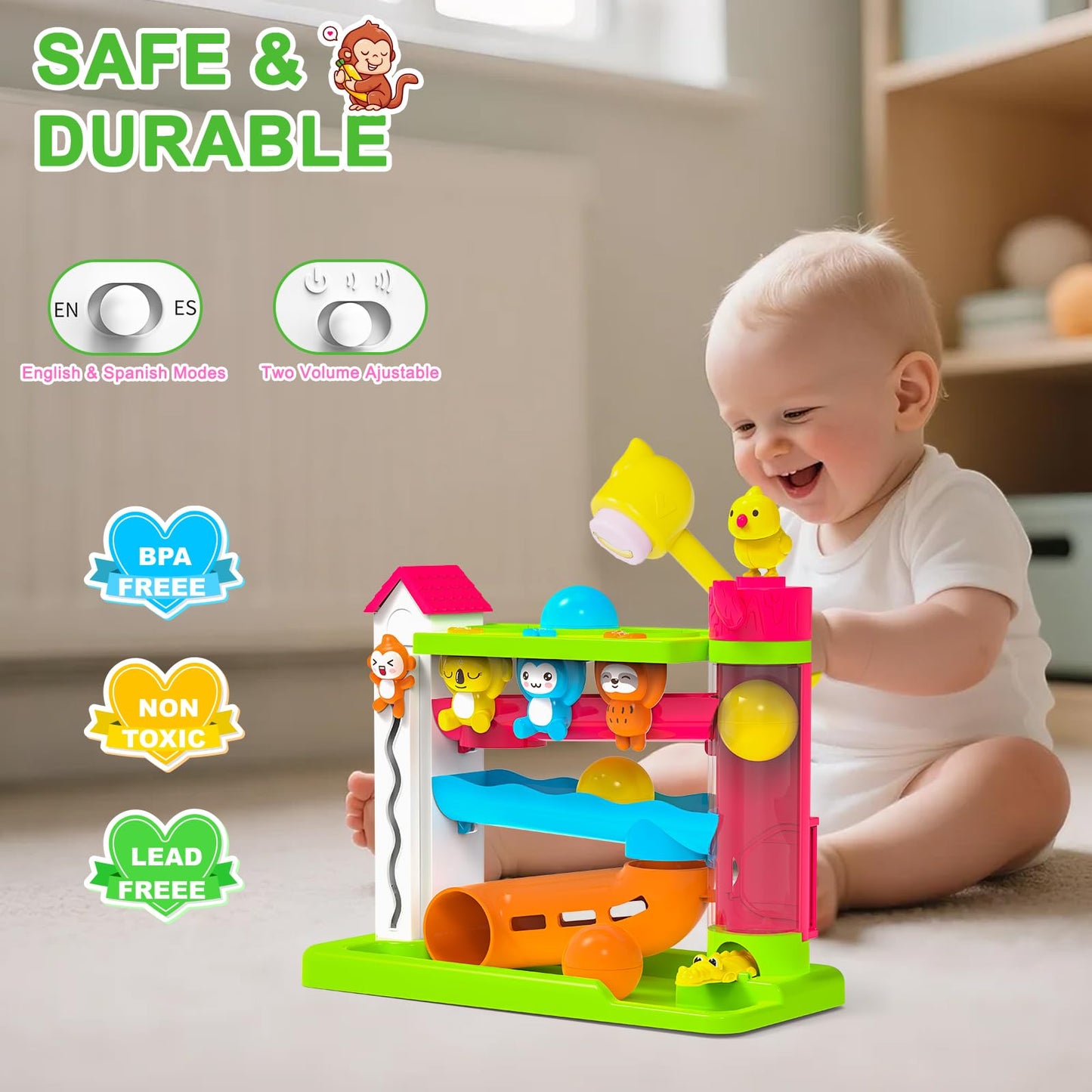 VOILBTOY Musical Toy for 1-2 Year Old Boys - Ball Drop Toy