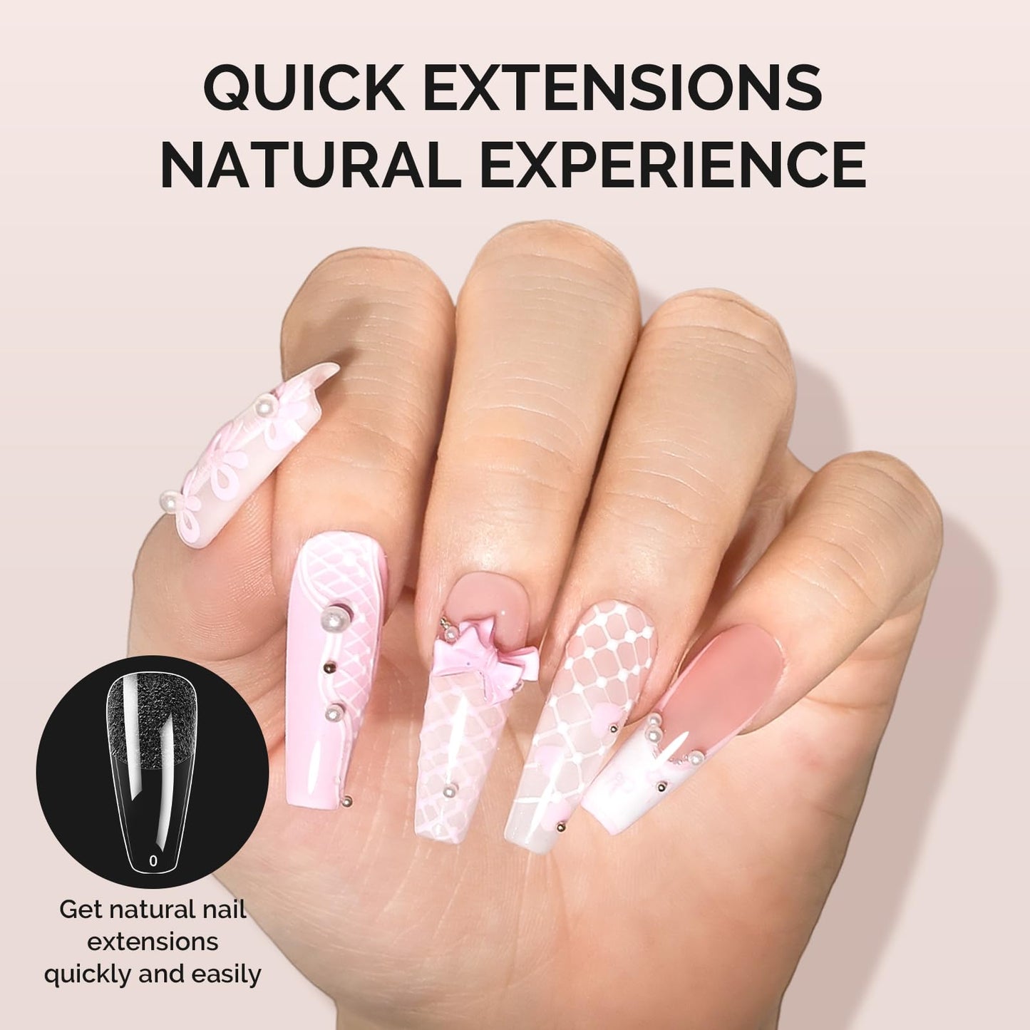 MelodySusie Long Coffin X Nail Tips - 600Pcs 15 Sizes Clear Acrylic, Half Matte Full Cover Press on Nails for DIY Extension & Salon Use, Pre-Shaped for Long-Lasting Manicure