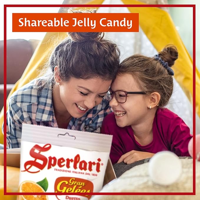 Sperlari Candies Gran Duetto Orange, Peach & Raspberry Italian Fruit Nectar Jelly Candy - Gluten Free, No Artificial Coloring, Individually Wrapped - Fruit Gummies Made In Italy 6.17 Oz Bag