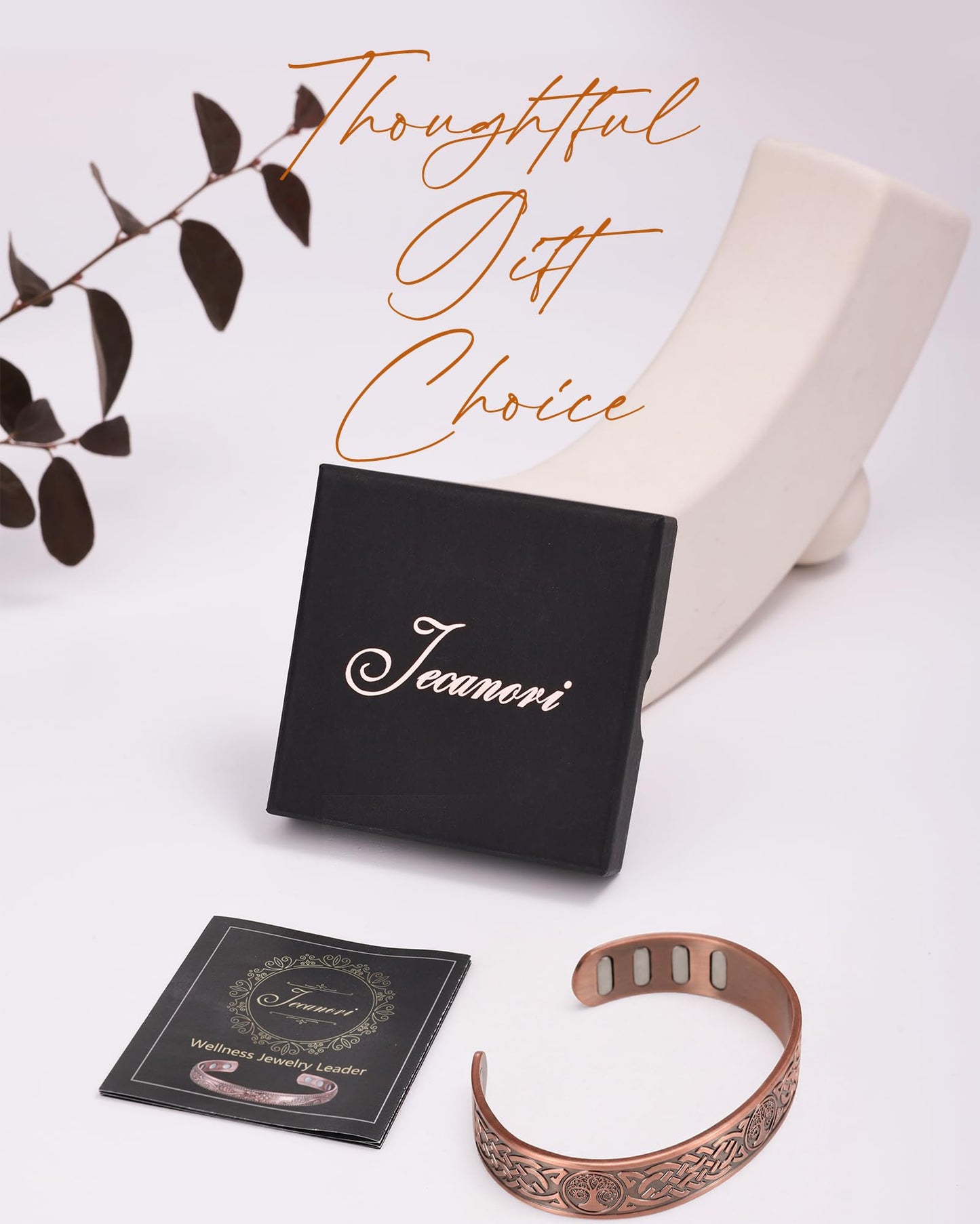 Jecanori Copper Magnetic Bracelets for Men and Women–Upgraded Oval Magnets-Adjustable Cuff Bangles