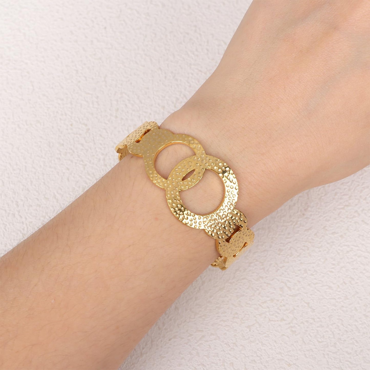 TaYolnFaSo Cuff Bracelet for Women Adjustable Chunky Wide Bracelet Gold Cuff Open Bangle Wrap Jewelry Gift for Women