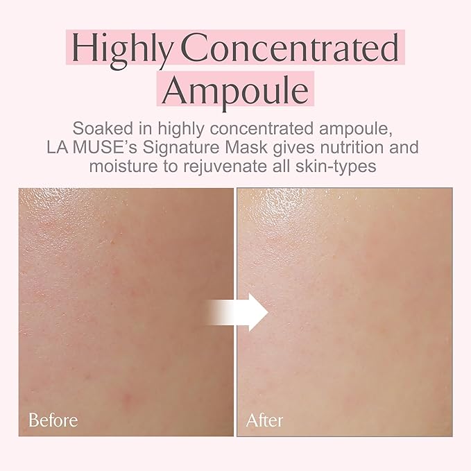 LA MUSE Biocellulose Signature Face Mask(2ea) | Deep Hydrating, Tightening & Firming Care for Skin Repair | Rejuvenating & Moisturizing | Cooling & Soothing Sensitive Skin | Face Mask Korean Skin Care