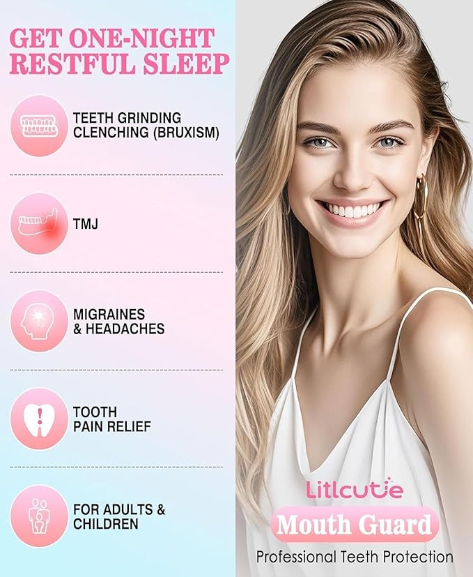 Mouth Guard for Grinding Teeth at Night, 2 Color Night Guards for Teeth Grinding, Reusable Teeth Grinding Mouth Guard for Sleep, Mouthguards for Grinding of Teeth, 4 Pcs/2 Sizes