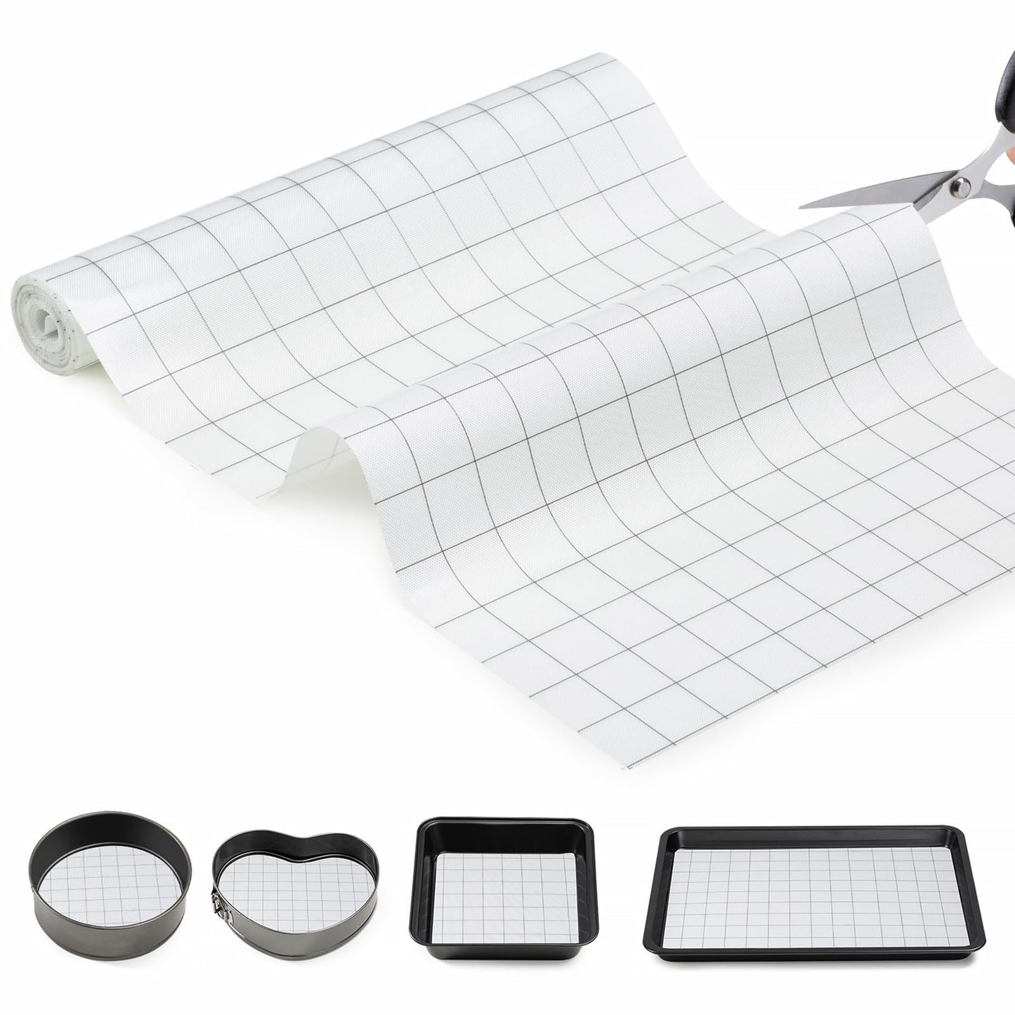 Silicone Baking Mat Roll, 12IN*5.25FT Non Stick Heat Resistant Baking Mats,No Slip Reusable Freeze Dryer Mat,Pastry Mat,Countertop Mat, Cut to size fit different Sharp Oven Pans Dishes Tins, White