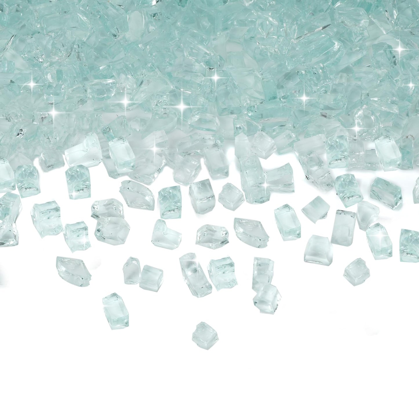 Skyflame High Luster 10-Pound Regular Fire Glass for Fire Pit Fireplace Garden Landscaping Crystal Ice 1/2" Size