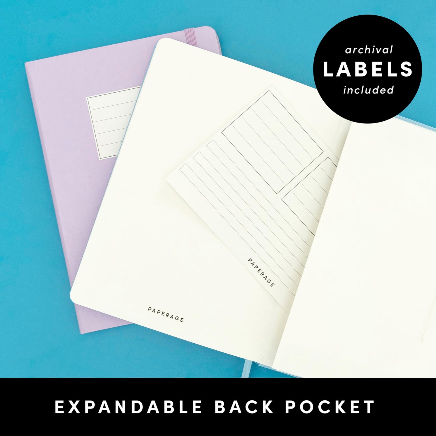 PAPERAGE Lined Journal Notebook, (Black), 160 Pages, Medium 5.6 in x 8 in - 100 GSM Thick Paper – Hardcover Journaling Notebook for Work, School & Note Taking