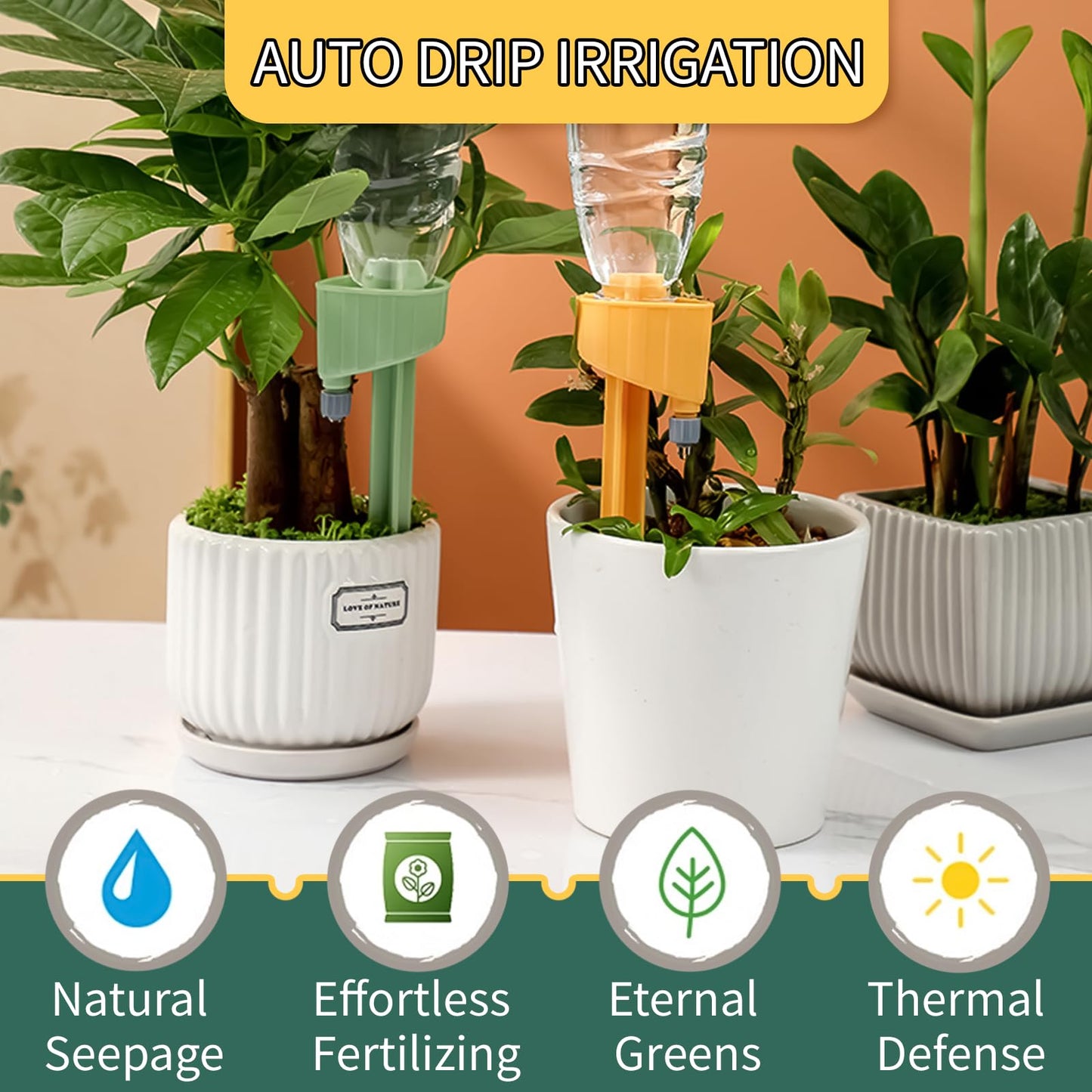 XIELIME 12PCS Self Watering Spikes, Auto Plant Watering Devices with Adjustable Valve Switch, Self Watering Planter Insert Automatic Watering System for Indoor & Outdoor Garden Potted Plants