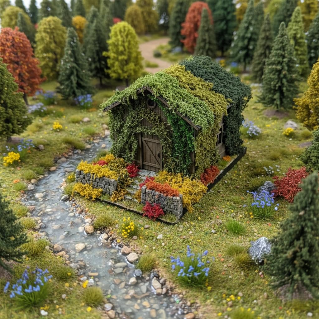 ZZZ SAN ZHI Tearable Vine Model Railway Scenery, Withered Yellow Green, 5.5x2.76x0.39 Inches, Miniature Diorama Landscape Material for Train Layout and Model Building (Spring Green)