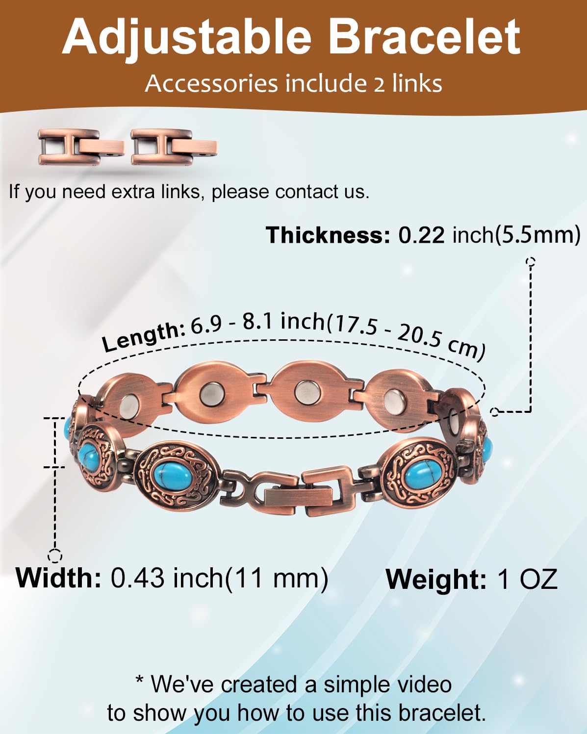 MagVIVACE Copper Bracelet for Women, Magnetic Jewelry with Magnet