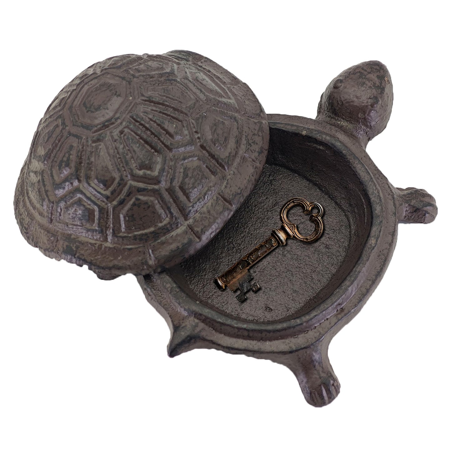 SUYAUU Spare Key Hider Turtle Shape, Brown Cast Iron Turtle Key Hidden Garden Decoration Safe Holder for Outdoor Yard Patio, Indoor Home Small Gift Box