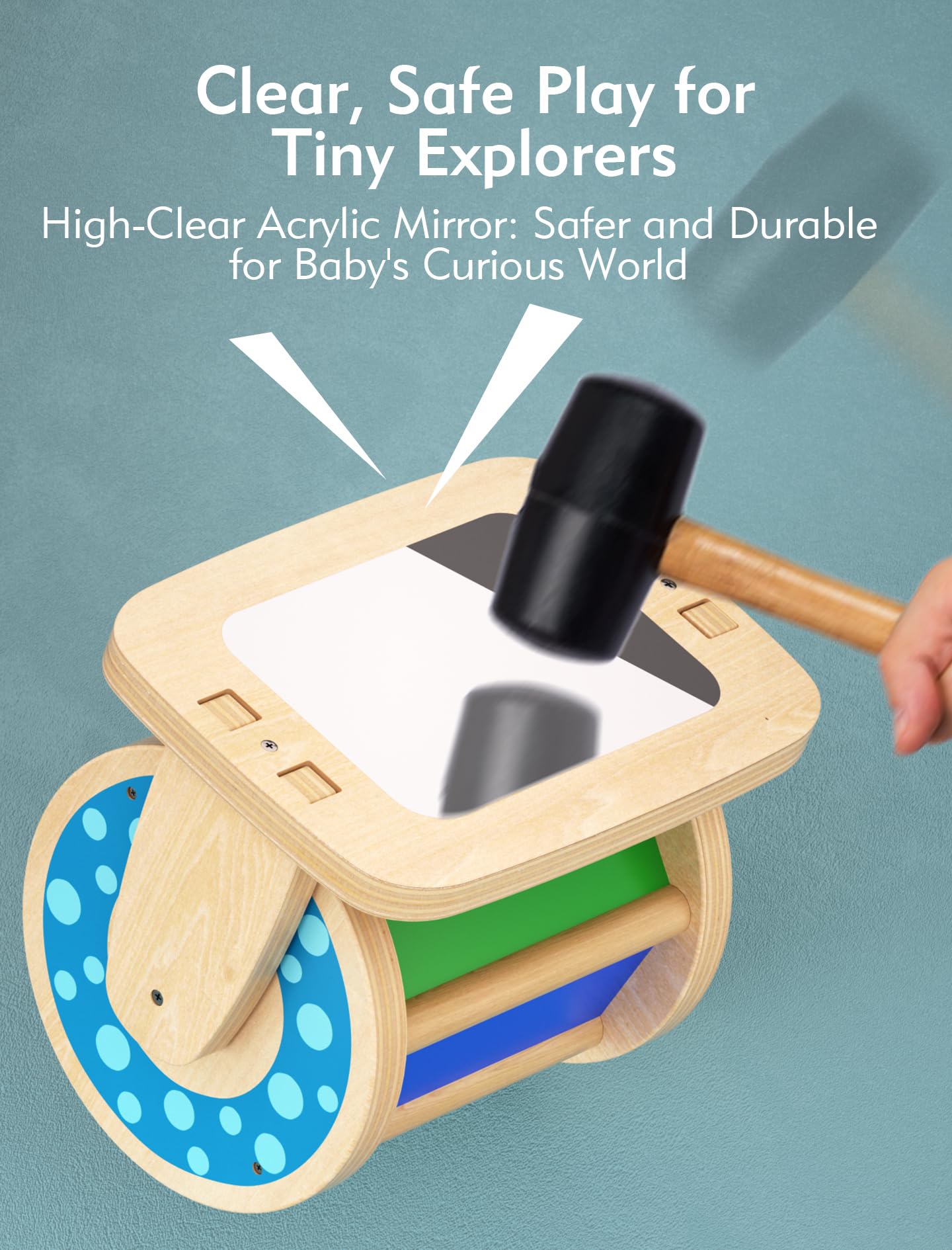 Boby Montessori Spinning Drum: Sensory Experience for Babies 6-12 Months - Engage, Explore, and Learn with Our Wooden Infant Toy