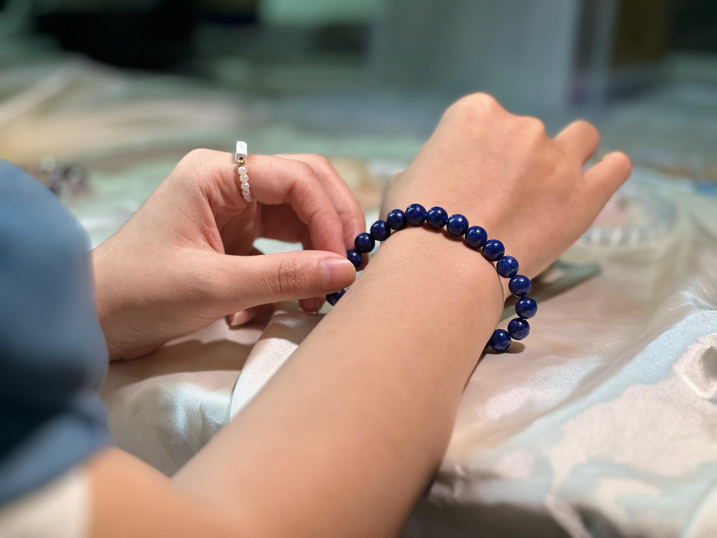 Orivora Handmade 8mm Crystal Stretch Bracelets for Women, Natural Gemstone Healing Jewelry, Positive Energy & Chakra Beaded(Lapis Lazuli Set)